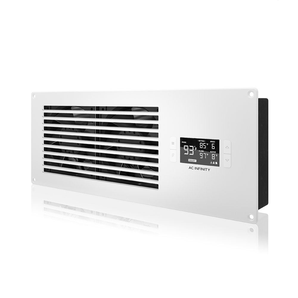 AC Infinity AIRFRAME T7-N White, High-Airflow Cooling Fan System 17″, Intake Airflow, for AV Equipment Rooms, Closets, and Enclosures AC Infinity AIRFRAME T7-N White, High-Airflow Cooling Fan System 17″, Intake Airflow, for AV Equipment Rooms, Closets, and Enclosures