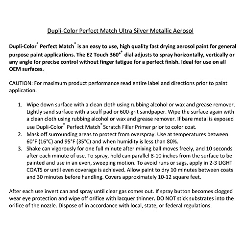 Image of Dupli-Color Perfect Match Premium Automotive Paint, Ultra Silver (M), 8 oz