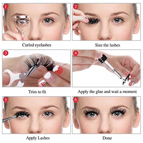 Sibba Multi-layered 5D Lashes False Eyelashes 10 works Dramatic 20 mm Faux Mink Fake Lashes Pack Wispy Long Thick High Crossed Volume Fluffy Eyelash Extension Strip Eye Makeup - Image 4