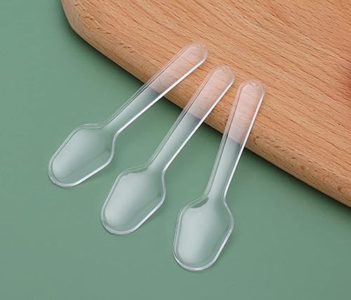 Miniatura 7 de 500 cucharas de plástico transparente desechables para helados, mini utensilios de cocina para tazas de postre, degustación de fiesta, servirigos de