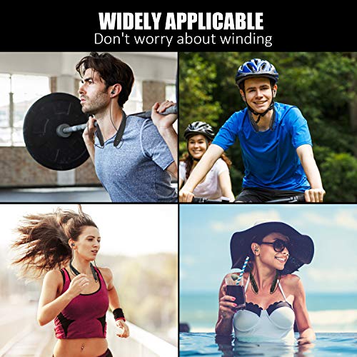 Image of RoomyRoc Bluetooth Headphones, RoomyRoc Wireless Neckband Headset Evoking Siri & Bixby with Retractable Earbuds, Sports Sweat-Proof Noise Cancelling Foldable Stereo Earphones with Mic (Black)