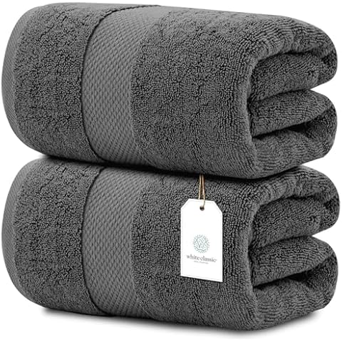 White Classic Luxury Large Bath Towels Set Cover