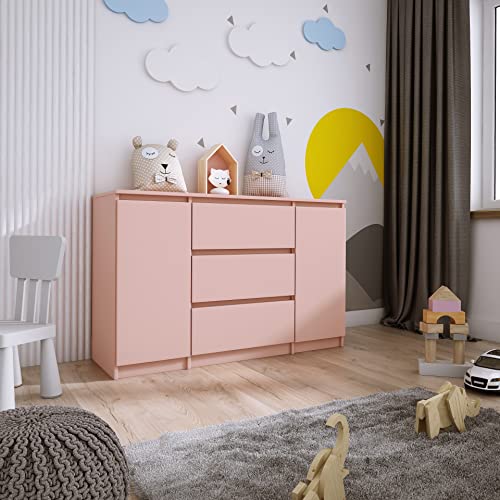 Cassettiera 3E – 2 Ante E 6 Ripiani – Beige Sabbia – Dimensioni 103,5x127x39 Cm – Stile Moderno – Per Camera Da Letto E Soggiorno