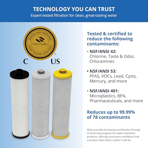 aquasana replacement filter cartridges  fit claryum 3-stage max flow under sink water filter  wqa certified to reduce up to 9999 of pfas microplastics lead amp chlorine  aq-5300r  aq-c3m-r