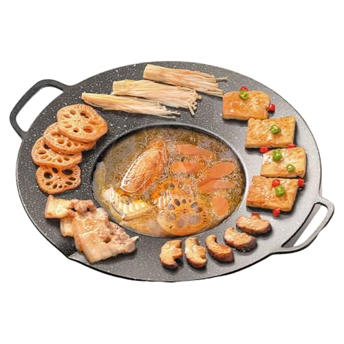 Yhsioaklo Crema del | 16.54x14.57 pulgadas Grill Pan | Sartén de carne de aleación de aluminio | de parrilla con asas | Ollas de casa para el hogar al aire libre comedor