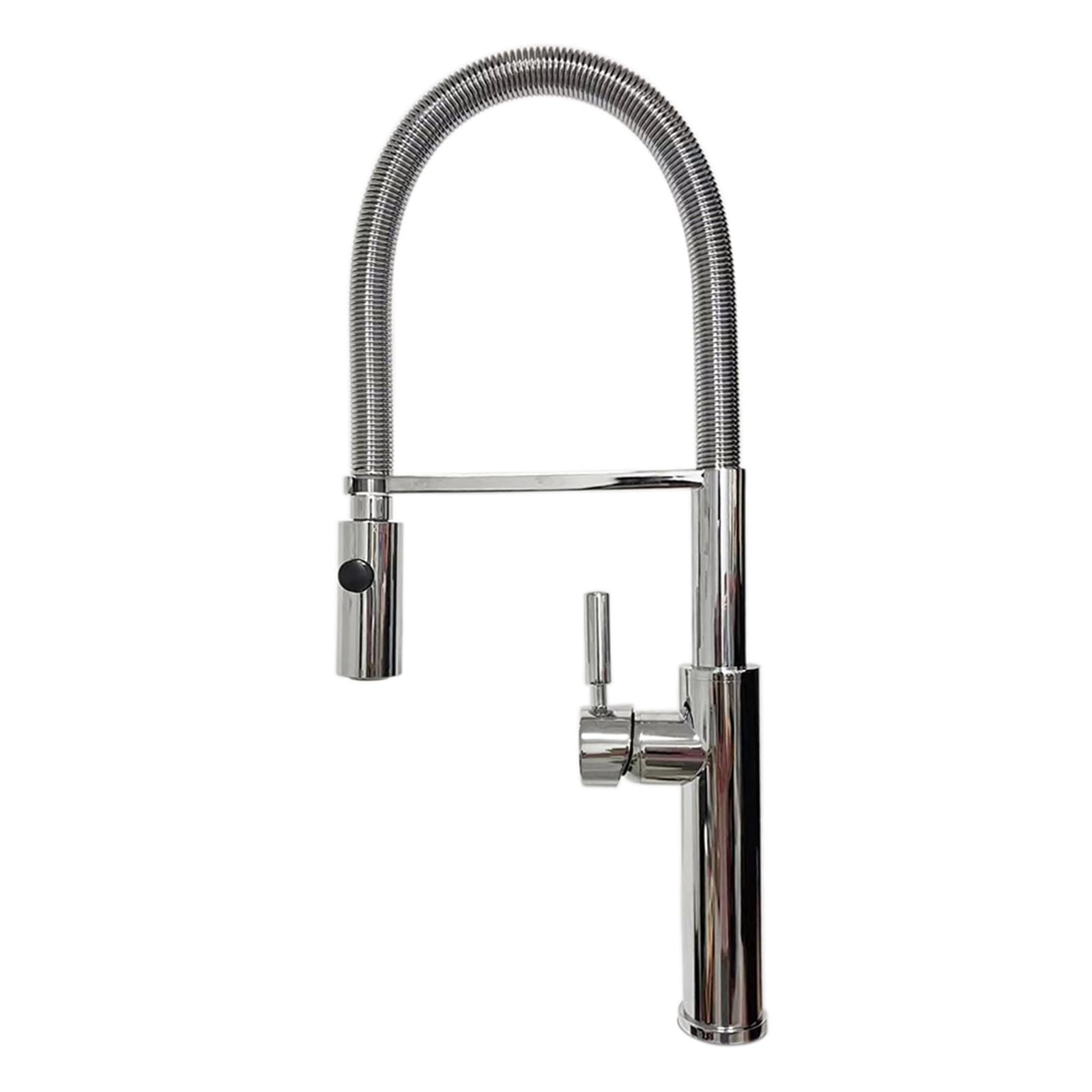 BHFPFZA Brushed Gold Kitchen Faucet Dual Pull Down Sprayer Nozzle Brushed Nickel Brass Sink Mixer Tap Stylish Water Tap with Black Hose Mount for Modern Kitchens