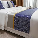 Morbuy Estilo Chino Corredor de Cama Hotel Camino de Cama Bufanda Colcha Suave Ropa de Cama Protector Cubierta de Cama Bandera Toalla de Cama Funda de Cama (Cama de 1,8 m (50x 240cm),Azul)