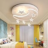 cartoon led plafoniera moderna dimmerabile luci di soffitto per camera dei bambini con telecomando lampada asilo star moon lampada acrilica ragazzi ragazze lampadario per camera da letto,bianca,52cm