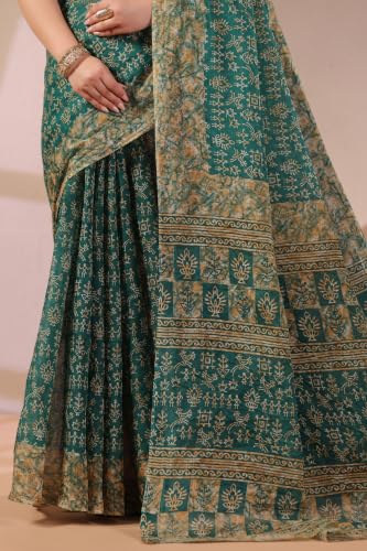 Image of TAMAIRA FASHION Mulmul Pure Cotton Saree For Woman Warli Batik Printed |Office Wear Daily Wear Sarees For Women Without Blouse Piece(Available in 11 Colours)