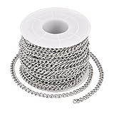 32.8 Feet 304 Stainless Steel Curb Chains Metal Colors Unwelded Twisted Cable Chains Necklace Chain Links with Plastic Spool 5x3.5x1mm for Bracelets Necklaces Anklets DIY Jewelry Making