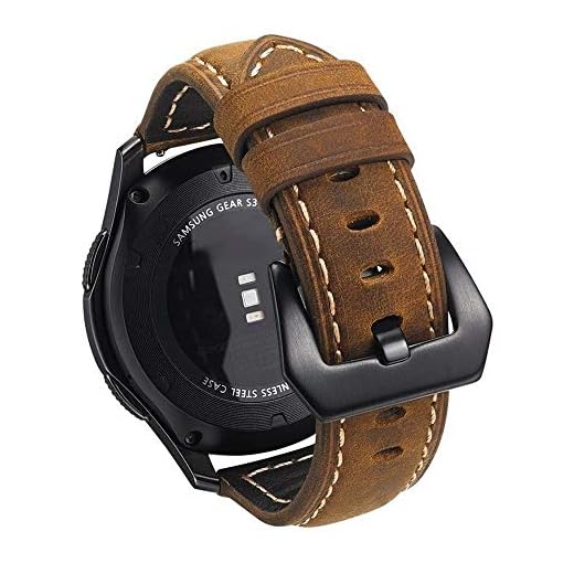 Pulseira 22mm Couro BK compatível com Samsung Galaxy Watch 3 45mm - Galaxy Watch 46mm - Gear S3 Frontier - Amazfit GTR 47mm - Amazfit GTR 3 - Marca LTIMPORTS (MARROM)