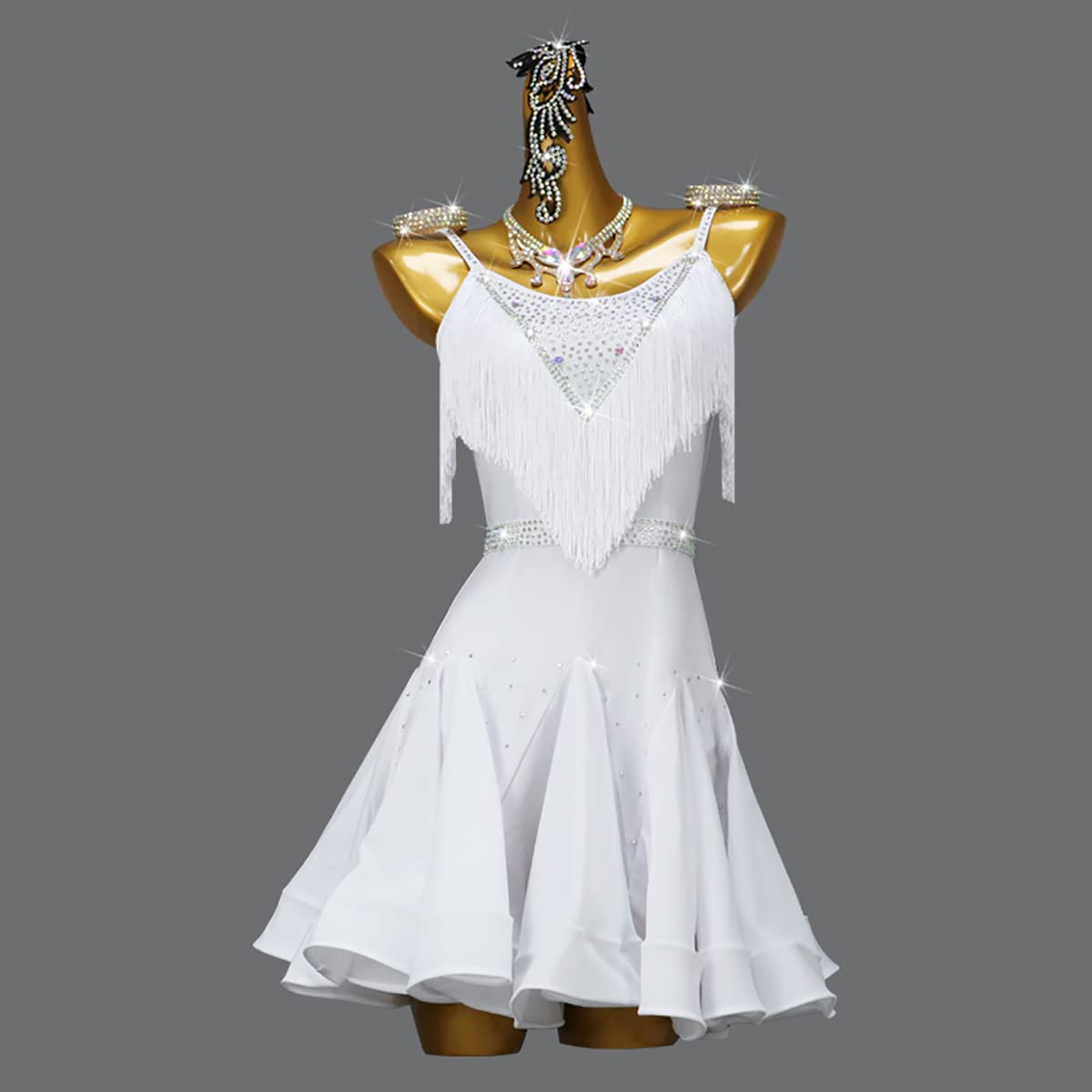 Latein Tanz Performance Kleider Mit Fransen Für Damen Ärmelloses Tango Modern Turnierkleid Mit V-Ausschnitt Gesellschafts latein Kleid Damen latein Kleider Latino Kleid