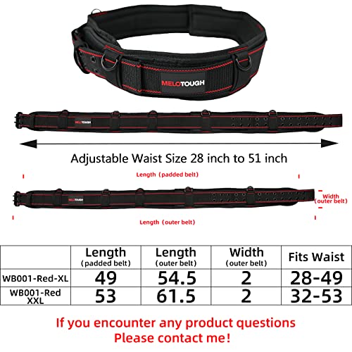 Melotough Padded Tool Belt With D Ring For Men Construction Strong Durable Double Metal Roller Buckle,Adjustable Waist 28'-49 'Thick Confortable Foam Padding (Xl) #TOP1