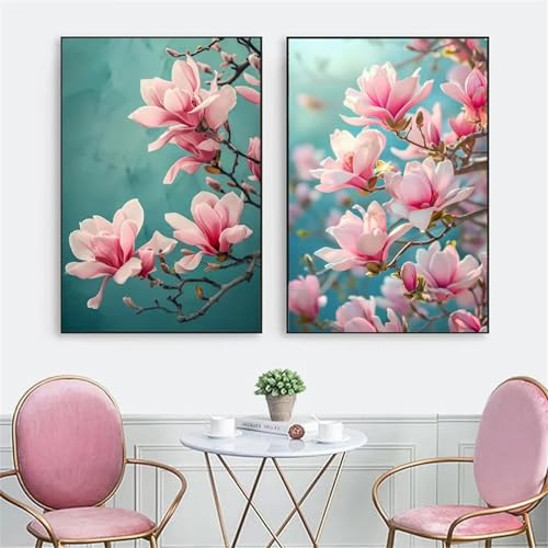 Toile fleurs de magnolia 60x80cm decoration interieure sans cadre HD