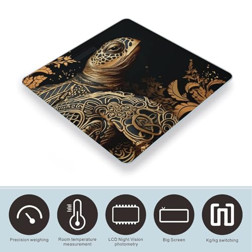 Báscula Digital Baño con Diseño Tortuga Negra y Dorada miniatura 3