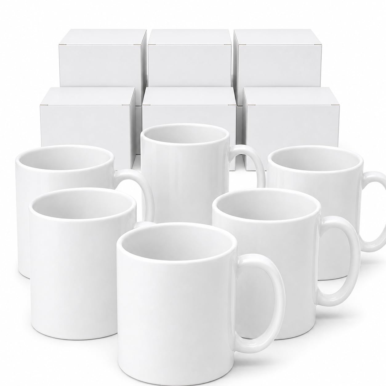 36 Stück Sublimationstassen, 325 ml, weiß, blanko, Keramik-Kaffeetassen mit einzelnen weißen Boxen, AAA-Klasse mit Premium-Beschichtung für Heißpresse, DIY, spülmaschinenfest und