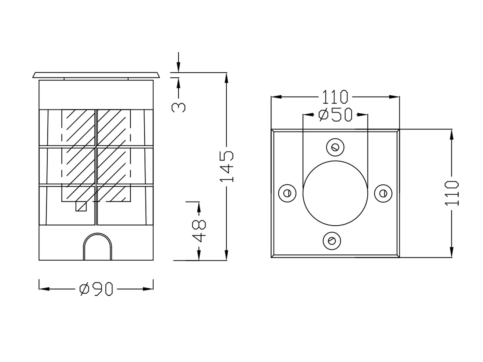 Set di 2 faretti da incasso a LED angolari da pavimento, in acciaio inox, 11 x 11 cm, grado di protezione IP65, portata fino a 2000 kg, illuminazione ideale per esterni