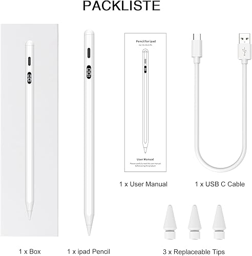 Miniatura 9 de iPencil de 2 generación, lápiz para iPad con rechazo de palma y sensibilidad de inclinación, pantalla de alimentación LED, lápiz capacitivo para