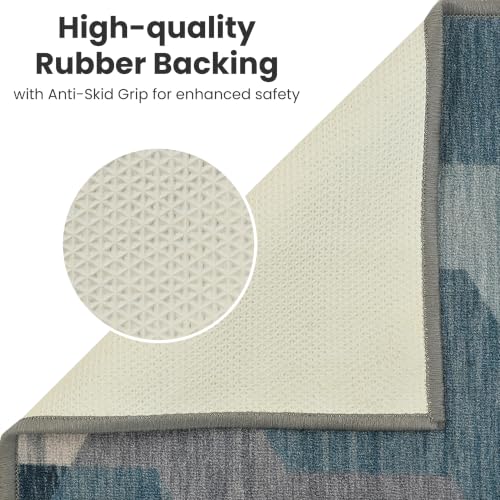 Image of FRESH FROM LOOM Luxury 100% Nylon Carpet for Living Room, Hall & Bedroom | Anti Skid | Anti Fade | Rubber Backing Grip | Quick Cleaning | Washable (Ice-Blue| Size:- 90x150 Cm or 3x5 Fts)