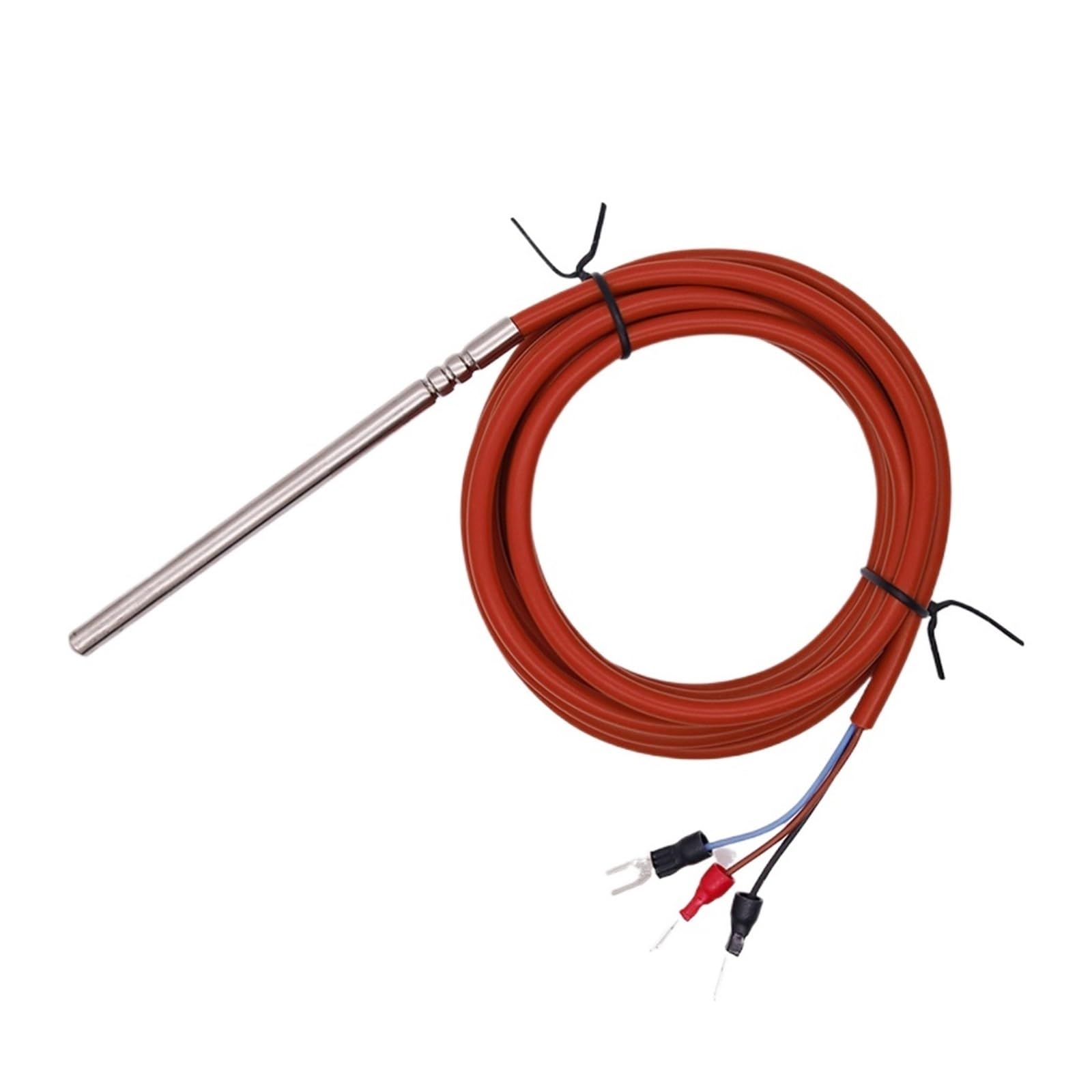 5pcs 6*90mm 3 Wire Type PT100 Thermocouple Waterproof Temperature Probe High Sensor With Silicon Cable(With 4m cable)