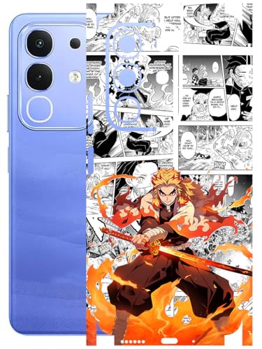 Image of AtOdds Mobile Skin Sticker Wrap | Compatible for VIVO IQOO Z10X (5G) | Scratchproof Matte Finish | Full Coverage for All Sides & Camera Protection (rengoku)