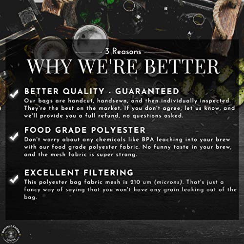 (Xxl 27In X 27In) Durable Polyester Beer Brewing Brew Bag - Designed In California - Reusable Home Brewing Strainer Bag With Easyopen Drawstring To Filter Mash, Boil And Strain Hops, Apple Cider #TOP5