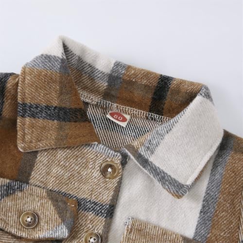 Toddler Shacket Plaid Flannel Jacket Baby Boys Girls Long Sleeve Button Coat with Pocket Fall Winter Vintage Trendy Clothes2