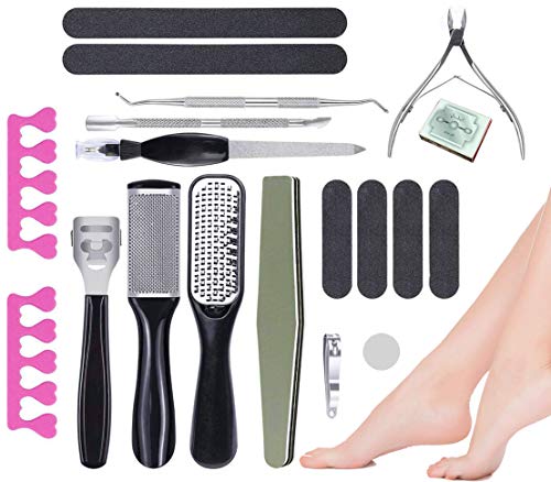 AIWOIT Pedicure Kit Tools, 20 in 1 Foot Care SPA Scrubber Manicure Set, Professional Nail File, Heel Scraper, Dead Skin Tag Callus Remover, Feet Exfoliator Stuff Supplies for Men/Women