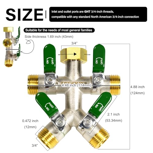 TSGOHNL 4 Way Garden Hose Splitter, 3/4” GHT Heavy Duty Brass by TSGOHNL - Image 7