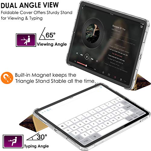 Image of DuraSafe Cases for iPad Pro 12.9 5th 4th Gen [ PRO 12.9 inch 5 4 ] A2378 A2461 A2379 A2462 A2229 A2069 A2232 A2233 Trifold Printed Hard Auto Sleep /Wake PC Translucent Back Cover - Paris Night