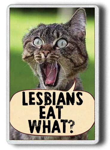 LESBIANS EAT WHAT! FUNNY FRIDGE MAGNET! Novelty Magnet Jumbo size.