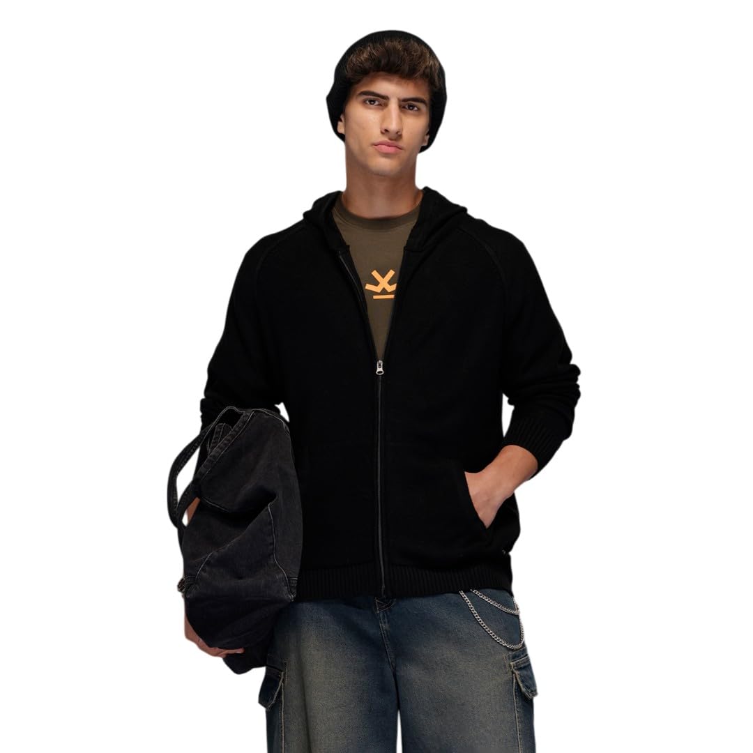 wrogn Men's Hooded Sweater | Solid Design | Slim Fit-picture-35