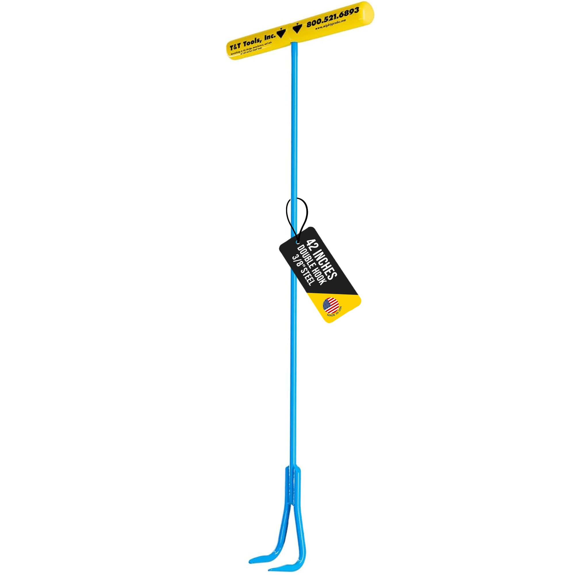 T&T Tools 42-Inch Handy Hook Double Hook End Lifting Tool – Heavy Duty 3/8 Inch Rigid Steel Hooks for Lifting and Moving Items Around. Septic Tank