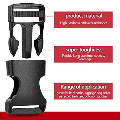 YGDZ 1 Inch Buckles, 30 Pack Plastic Quick Release Parachute Buckles for Backpack Strap Webbing Belt, Black