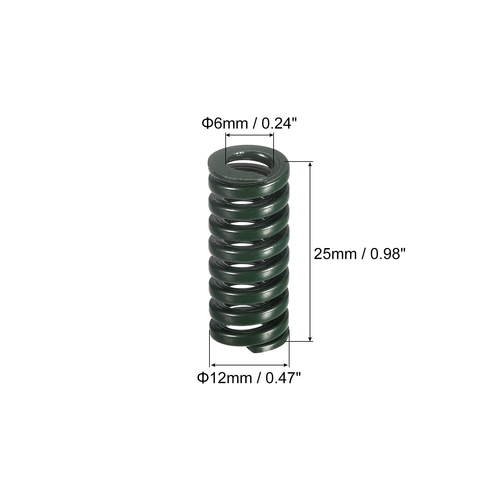 uxcell 3D Printer Die Spring, 6pcs 12mm OD 25mm Long Spiral Stamping Compression Mould Die Springs for 3D Printer Electric Part, Green