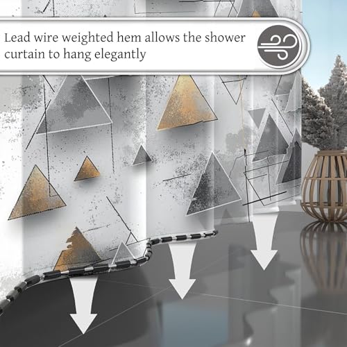 Rideau de douche gris motif géométrique, une idée cadeau maison - 5