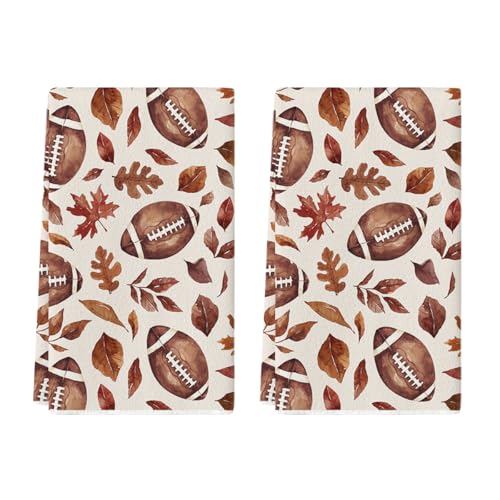 Artoid Mode Maple Leaves Football Fall Kitchen Towels Set of 2 18x26 Inch