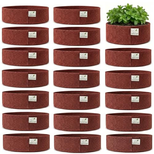 Image of 400 GSM Geo Fabric Round Grow Bags 18x9 Inch, Red Planting Bags for Terrace and Kitchen Gardening Pack of 20