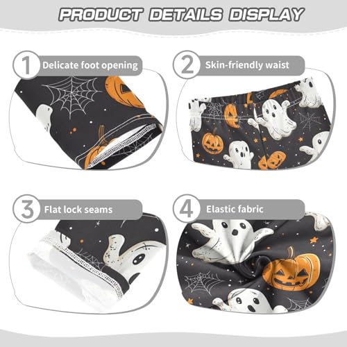 Cartoon Ghosts Pumpkins Halloween Girls Leggings White Sipder Webs Kids Yoga Pants Dance Active Tights 4T3