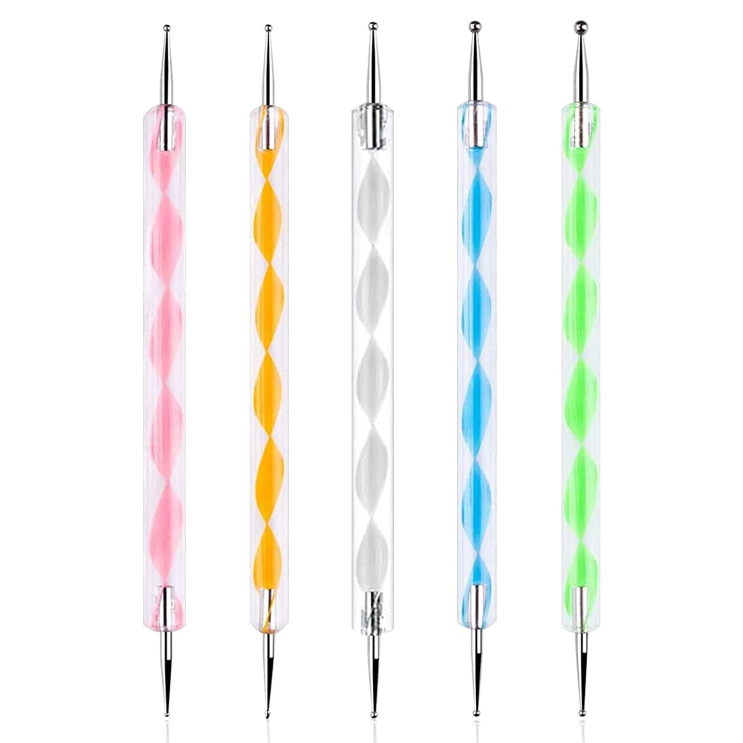 M.F.H 5PCS Double Ended Dotting Tools for Nail Art – Acrylic Crystal Handle Nail Dotting Pens Set with Stainless Steel Ball Tips for Gel Polish, Mandala Painting, DIY Nail Design, Embossing & Craft Art Tools-picture-12