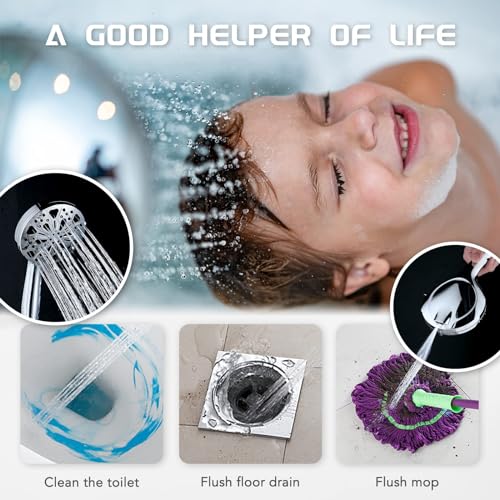 Razime 10\'\'Rainfall Shower Head with Handheld Combo High Pressure 8+2 MODE built-in power wash, Stainless Steel Chrome Showerhead with 11\'\' Extension Arm Height/Angle Adjustable with Holder&60\"Hose