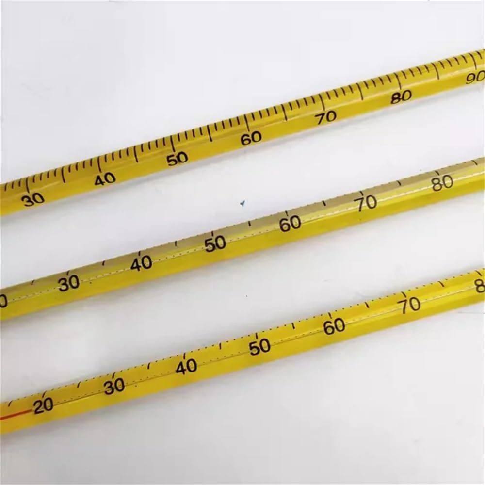 Cristalería de Laboratorio Termómetro de fondo amarillo con varilla de vidrio roja de 30 cm, 0-100 grados, experimental.(0-200 20PCS)