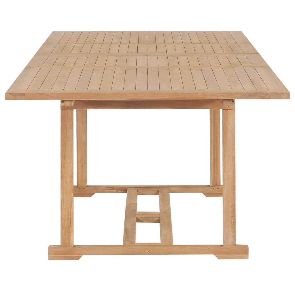 Juego de muebles de jardín de madera maciza de teca, extensible de 180 a 280 cm, para terraza y balcón, resistente a la intemperie, juego de 8 sillas plegables, muebles de jardín para 8 – 10