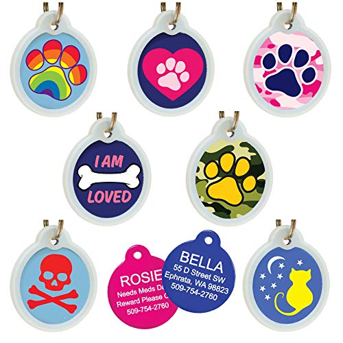 Gotags Unique Pet Tags, Personalized With 4 Lines Of Custom Engraved Id, Silent Dog Tags With Glow In The Dark Silencer To Quiet Tag, Several Cute Tag Designs For Cat Or Dog, (Heart With Paw) #TOP1