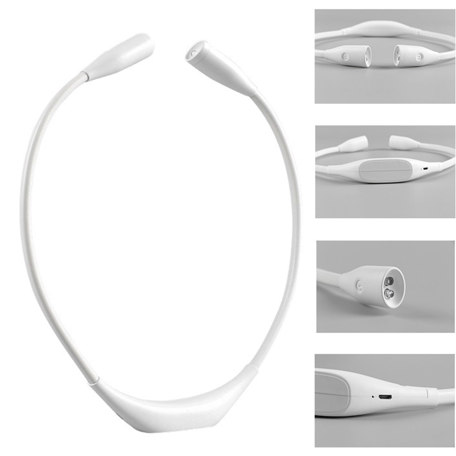 Luz de lectura portátil para el cuello con protección ocular LED, 4 cuentas, brillo ajustable, 3 temperaturas de color para mayor comodidad, camping, luz de cuello