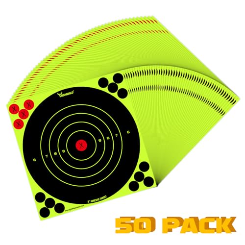 highwild stick splatter adhesive bullseye bright fluorescent yellow shooting targets - 8x8 inch