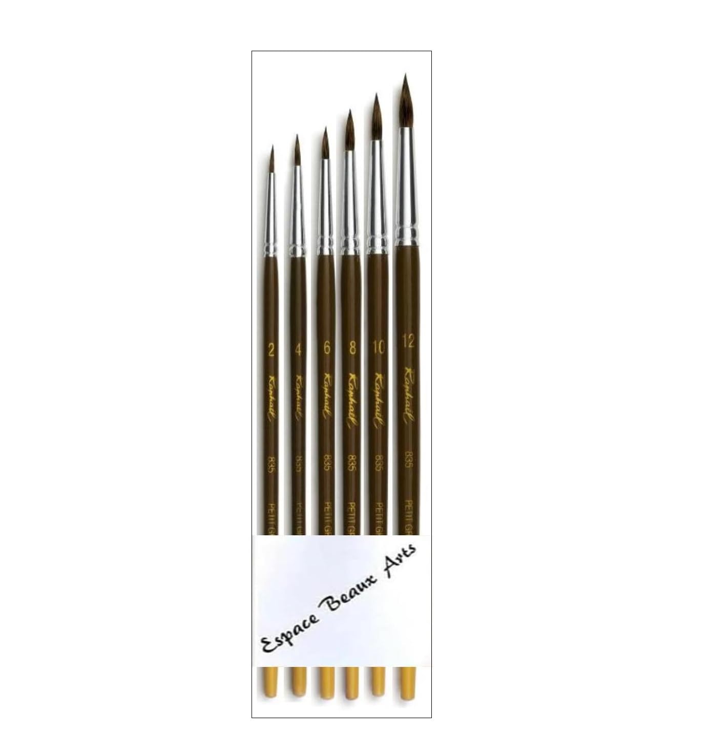 Raphaël – Set 3 Pinceaux Aquarelle Petit Gris 835 N°4,12,18 + 1 Da Vinci 373, Pointe En Colle, Lavable