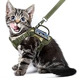 Tactical Cat Harness and Leash,Escape Proof Large Cat Walking Vest,Adjustable Breathable Pet Vest wi