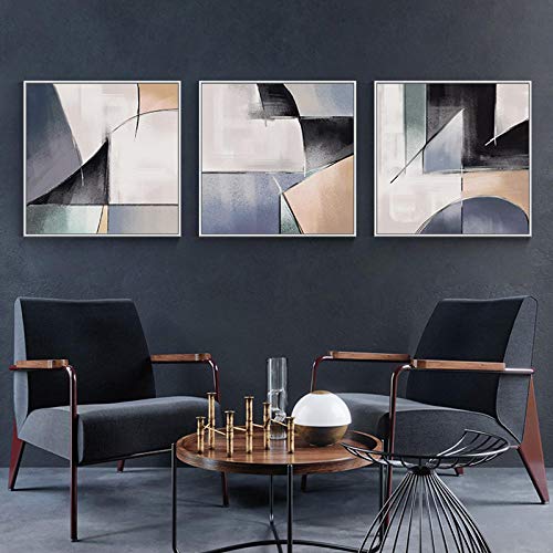 Peinture géométrique marbre bleu apaisante | Toile art mural inspirante pour chambre et salon