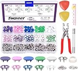 Swpeet 100 set 407 bottoni a pressione in metallo da 3/8